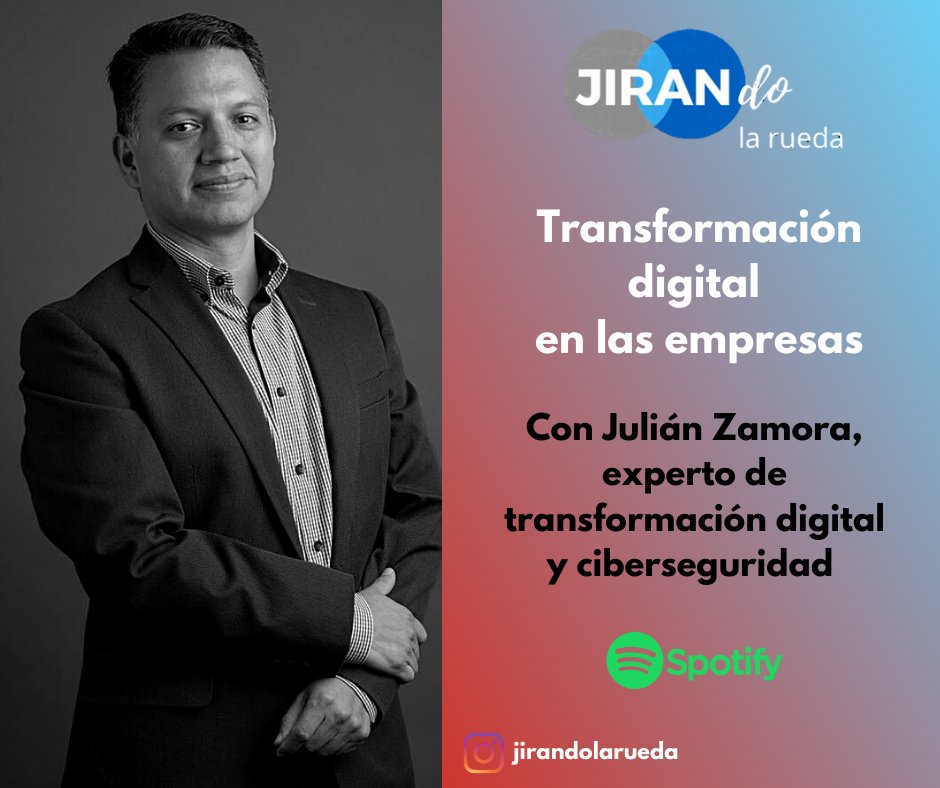 JiranMx's tweet photo. Escucha el nuevo episodio sobre: Transformación digital en las empresas. Con Julián Zamora, experto en ciberseguridad &amp; transformación digital estratégica. https://t.co/poQN5MIrv5 #jirandolarueda #ciberseguridad #tecnología #digital #transformación #coronavirus #podcast https://t.co/3lu6bLwjcw