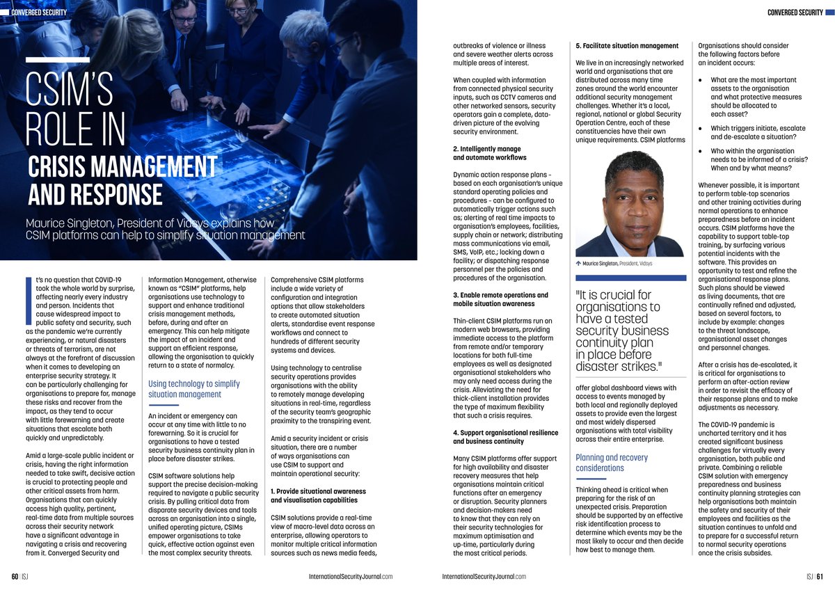 Check out our featured article, CSIM's role in Crisis Management and Response, in this month's edition of International Security Journal: ow.ly/m0Jg50zA2pD