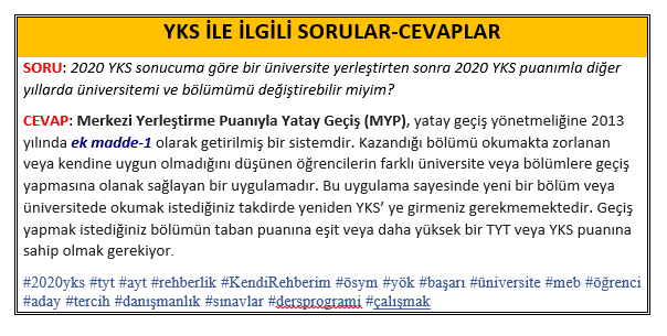 mmehmetayaz's tweet photo. YKS İLE İLGİLİ KÜÇÜK SORU-CEVAPLARA DEVAM EDİYORUZ.
.
#2020yks #tyt #ayt #rehberlik #KendiRehberim #ösym #yök #başarı #üniversite #meb #öğrenci #aday #tercih #danışmanlık #sınavlar #dersprogrami #plan #çalısmak  https://t.co/bNKvwgtwVo https://t.co/naUT4NGQQB