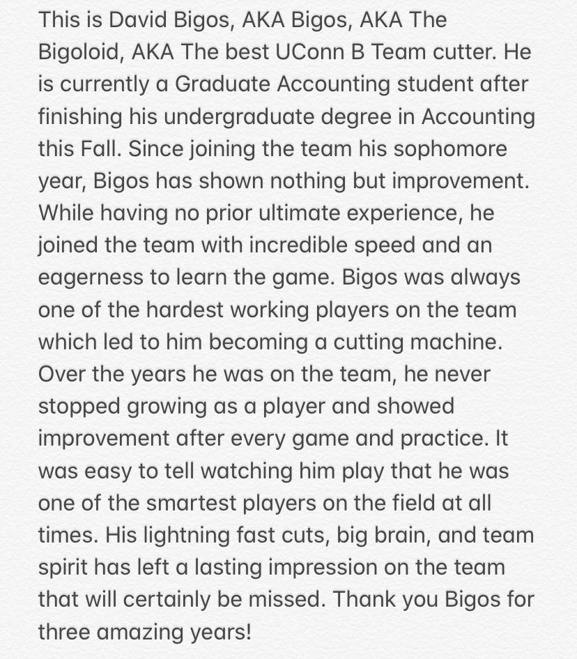 UConnUltimateB's tweet photo. David Bigos https://t.co/yP4Zr8e6NY