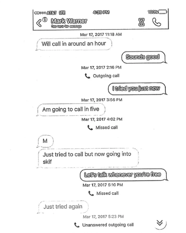 37. On the 17th Waldman attempts to get Warner, but Warner says that he is about to head into the SCIF. Conservative Treehouse was able to pinpoint that this was the day the FISA Application was leaked:  https://theconservativetreehouse.com/2019/12/09/ig-report-continued-specific-fisa-date-redactions/