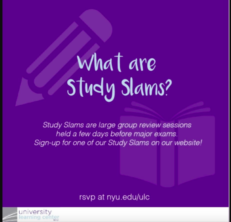 We have study slams running TONIGHT from 8-10pm EST. Sign up for one to get some extra practice before finals!
~Gen Physics II
~Math for Econ II
~Psych Stats
#NYU
