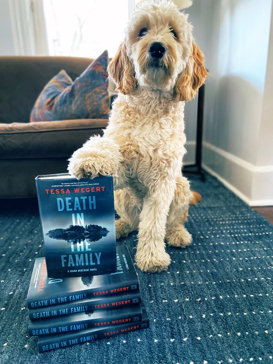 tessawegert's tweet photo. I took this picture of Otto for the latest @2020Debuts photo challenge. DEATH IN THE FAMILY: Reader tested, puppy approved! #dogswithbooks #puppiesoftwitter #debuts2020 https://t.co/lqJKSWiTlH
