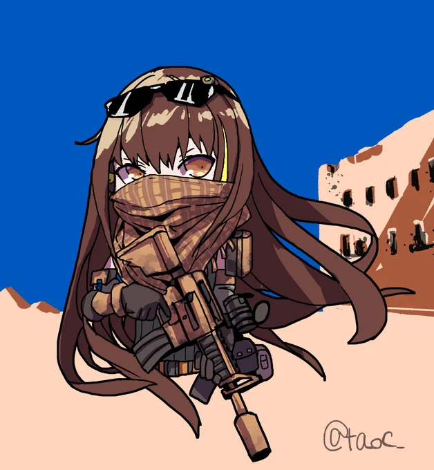 砂漠仕様のM4。多分ヘリじゃなくてT〇Y〇TAのピックアップとかに乗って来る。#ドルフロ 