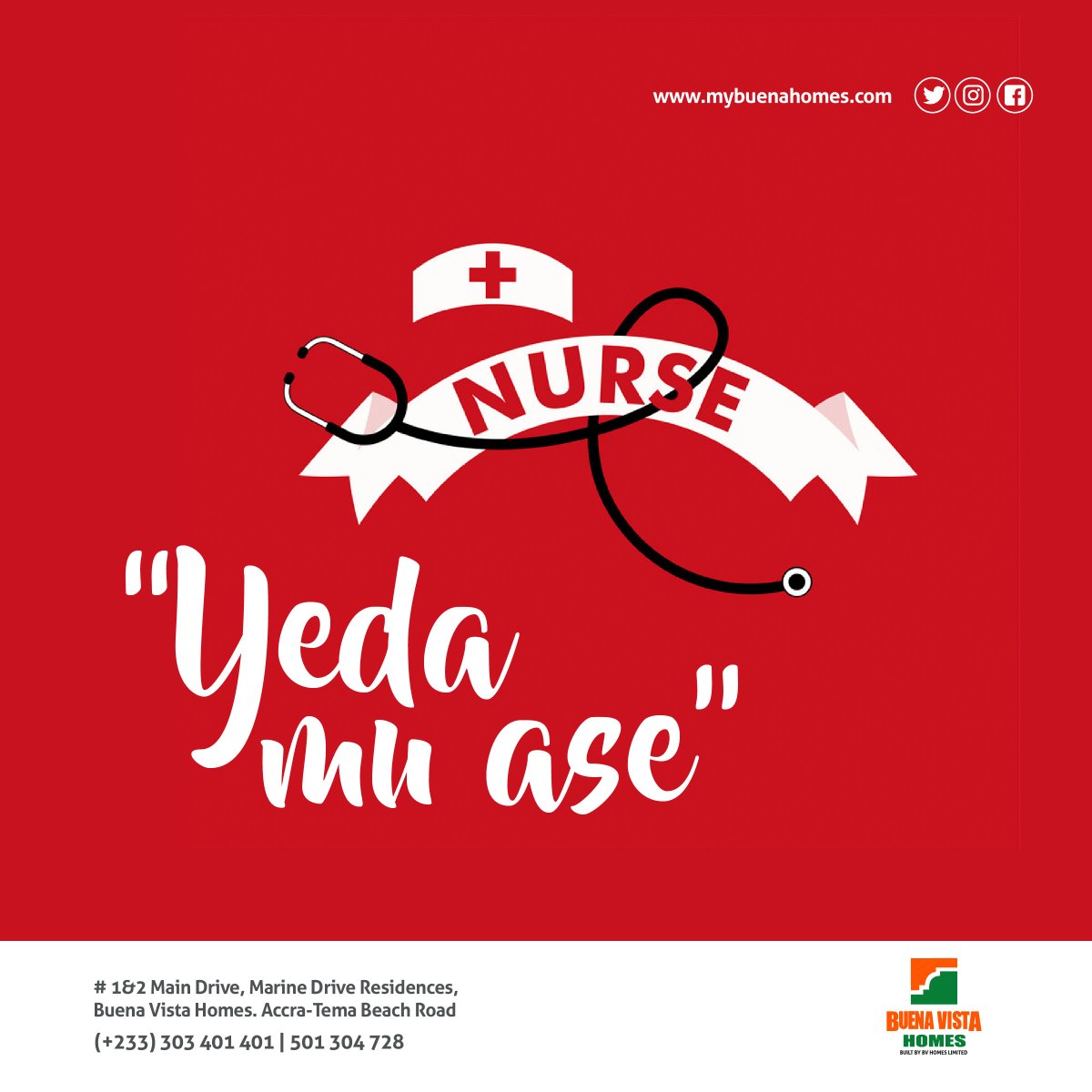 We are grateful for your dedicated service to the nation. Yeda mu ase. #CelebratingNurses #BuenaVista ow.ly/z3Ap50zEfcw