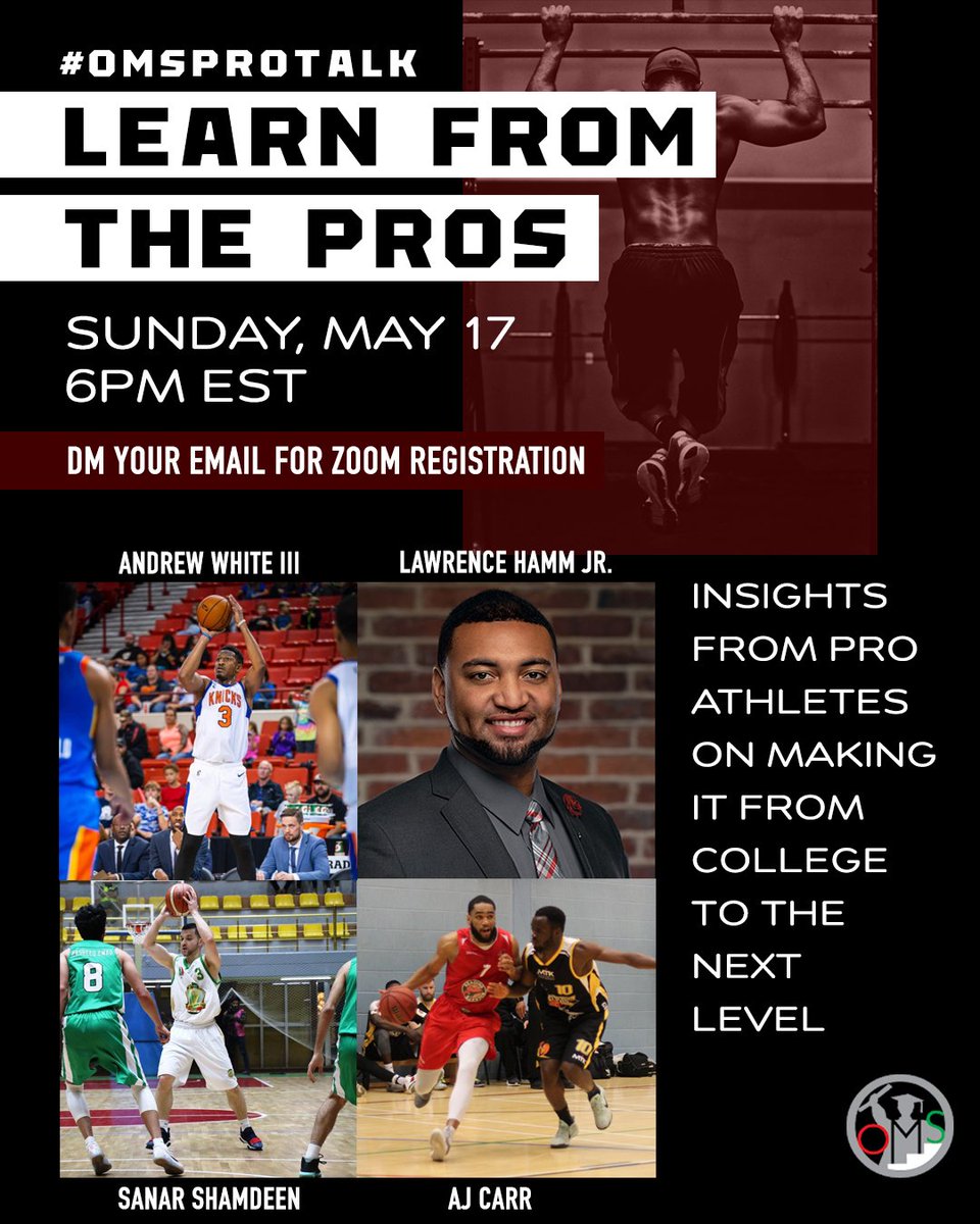 ItsOrderMySteps's tweet photo. Join #OMSLLC for π Learn From The Pros panel discussion. We break down the ins and outs of successfully transitioning to the next level. Topics
* Choosing Your Agent
* The Business of Being an Athlete
* Capitalizing on Your Platform
DM us for registration #omsProTalk #SportsBiz https://t.co/W46TZ8VAAs