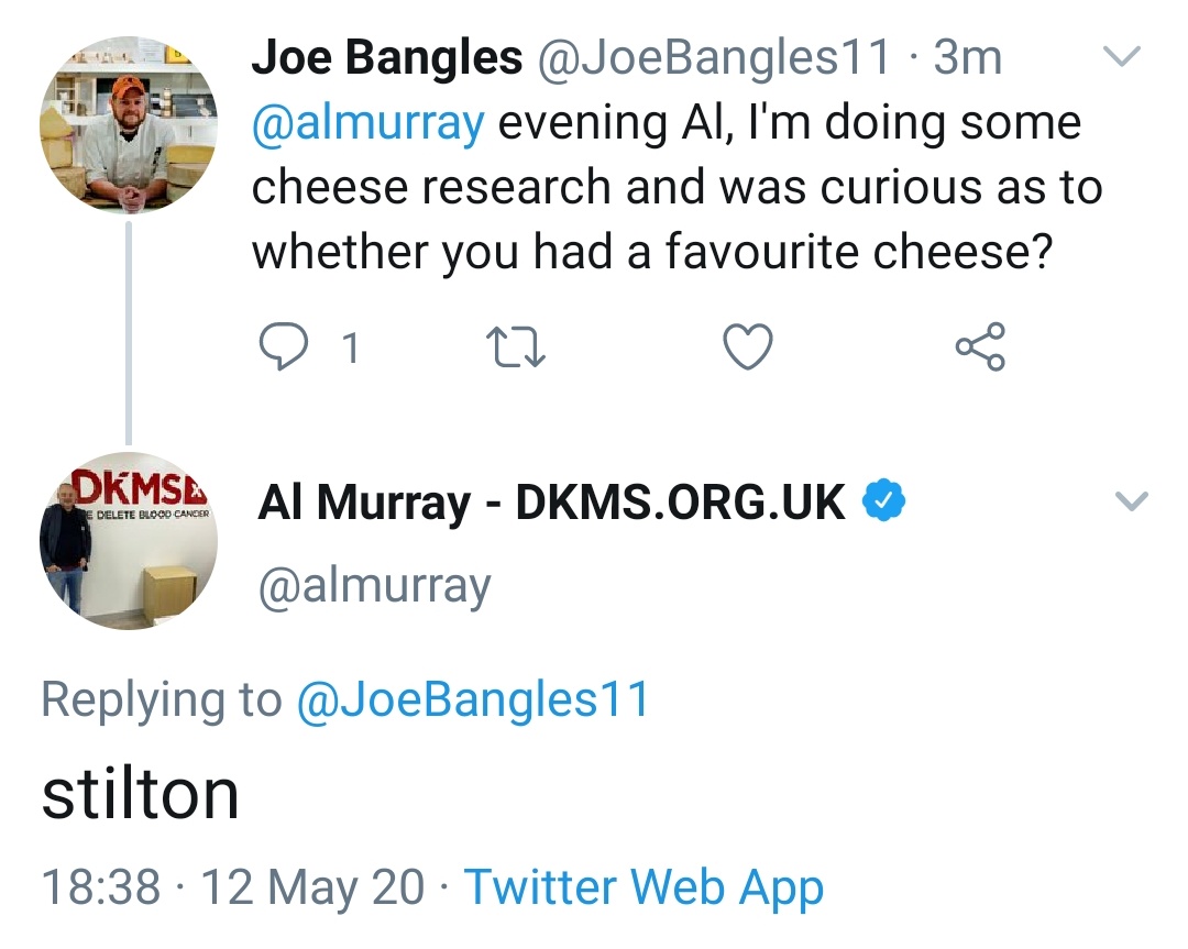 Thank you to the wonderful  @Markgatiss,  @almurray,  @rhysjamesy and  @dannywallace for your replies and cheese choices!  #cheese #TuesdayMotivation