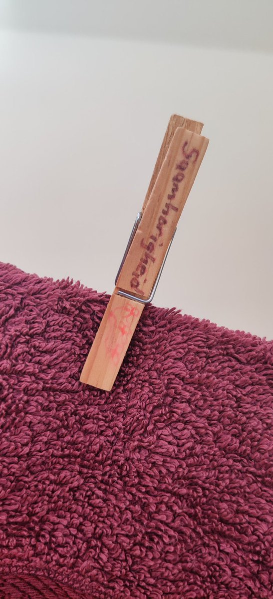 12 mei vorig jaar bij een Iftar (maaltijd) in Jutphaas. Grote groep mensen, mooie ontmoetingen. Ik had knijpers en stiften bij me en men kon elkaar daarmee  woorden op-knijperen. De knijper die ik kreeg zag ik pas weer en ontroerde opnieuw. Dankbaar.