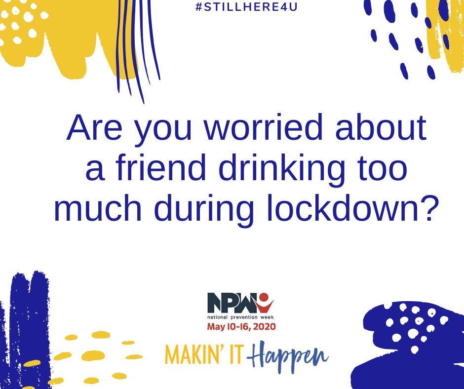 MakinitHappenGM's tweet photo. Are you worried about a friend drinking too much during lockdown?  You are not alone.  Find support at  @DoorwayNH  https://t.co/H5YRRhqMLy   #NPW2020 #PreventingUnderageDrinkingandAlcoholMisuse. #StillHere4U https://t.co/lYe9oq0uZN