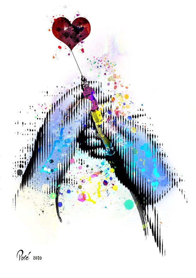 Hem rebut aquesta il·lustració de l'artista borrianenc Juan Poré amb la qual vol retre homenatge al personal que ha estat al capdavant de l'atenció de la #COVID19
La dediquem als infermers i infermeres, les d'ara i les dels últims 20 anys al <a href="/GVAlaplana/">GVA la Plana</a>👏! Gràcies
#laPlanaÉsSalut