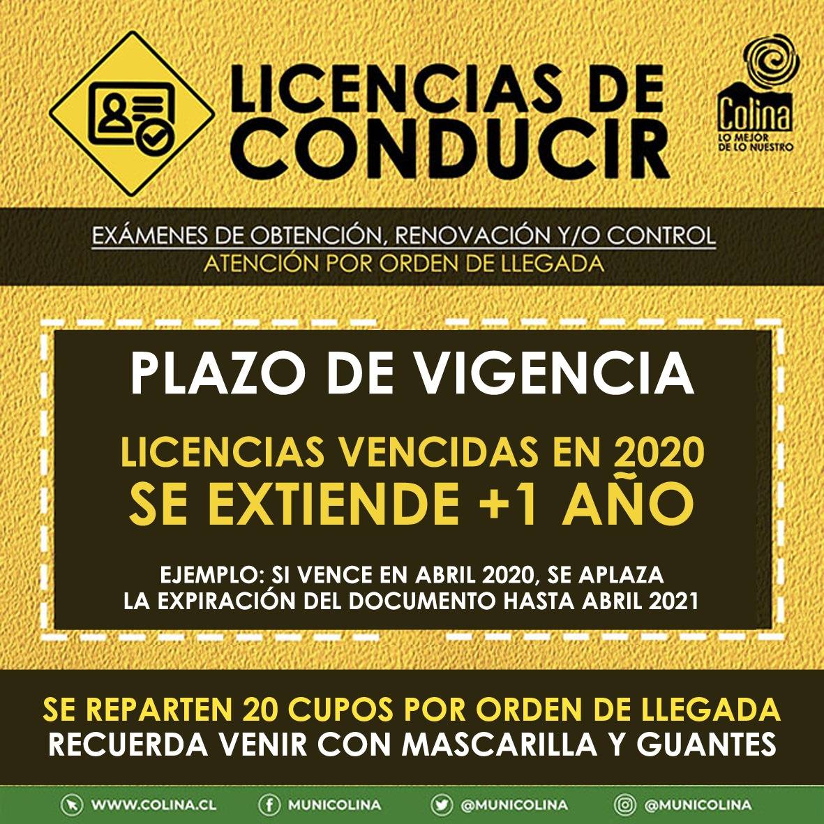 MuniColina's tweet photo. #ColinaInforma | Te dejamos el calendario de atención de licencias para este mes de mayo. Recuerda que se prorrogó la vigencia de las licencias de conducir que vencen en 2020 por un año más.
Para dar los exámenes es obligatorio el uso de mascarilla.
@mario_olavarria @MTTChile https://t.co/kJ958tCM1X