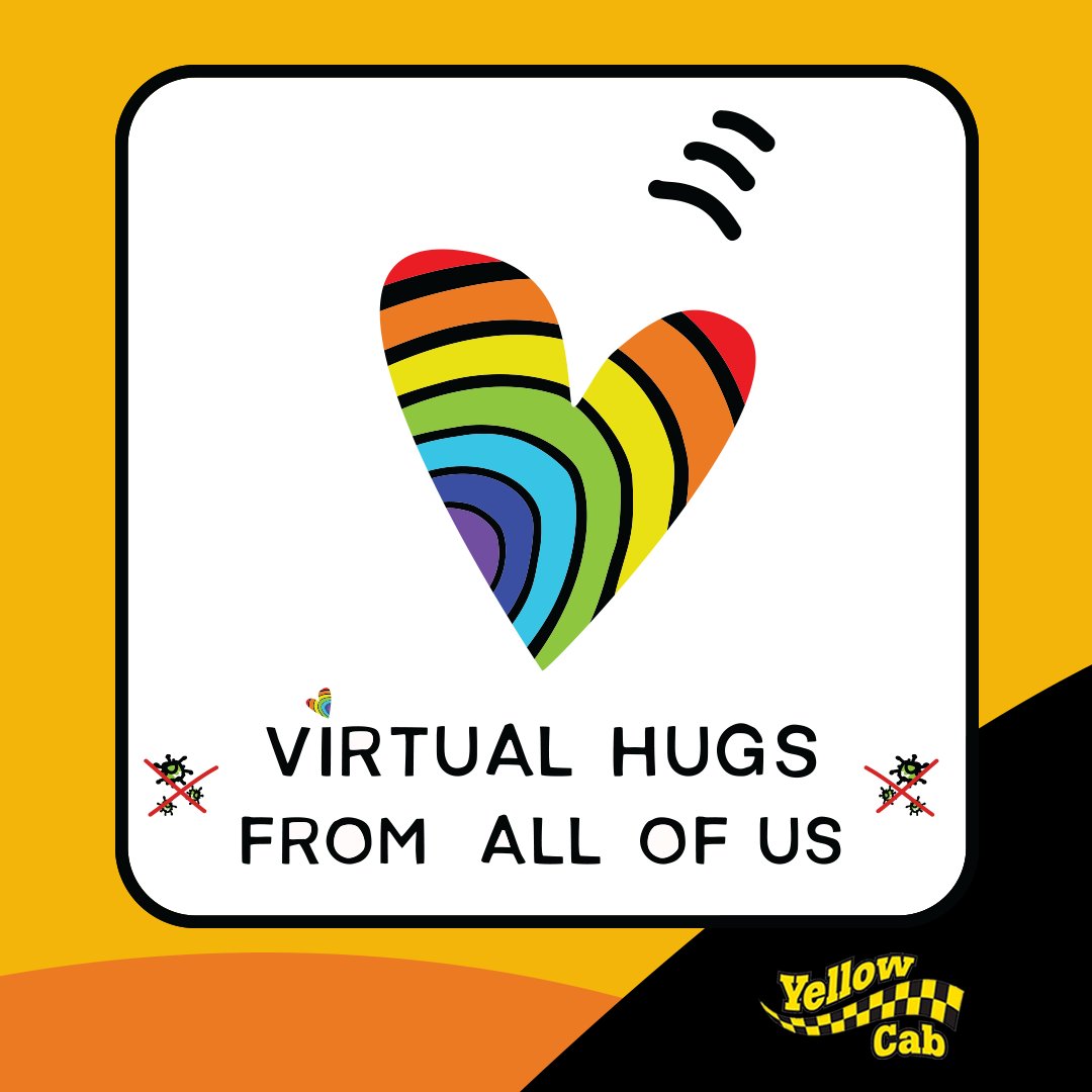 azyellowcab's tweet photo. Yellow Cab doing social distancing and giving virtual hugs! 
#yellowcabaz #arizona #phoenix#tempe #scottsdale #mesa#chandler #peoria #glendale#leavethedrivingtotheprofessionals https://t.co/JRNubGj1tz