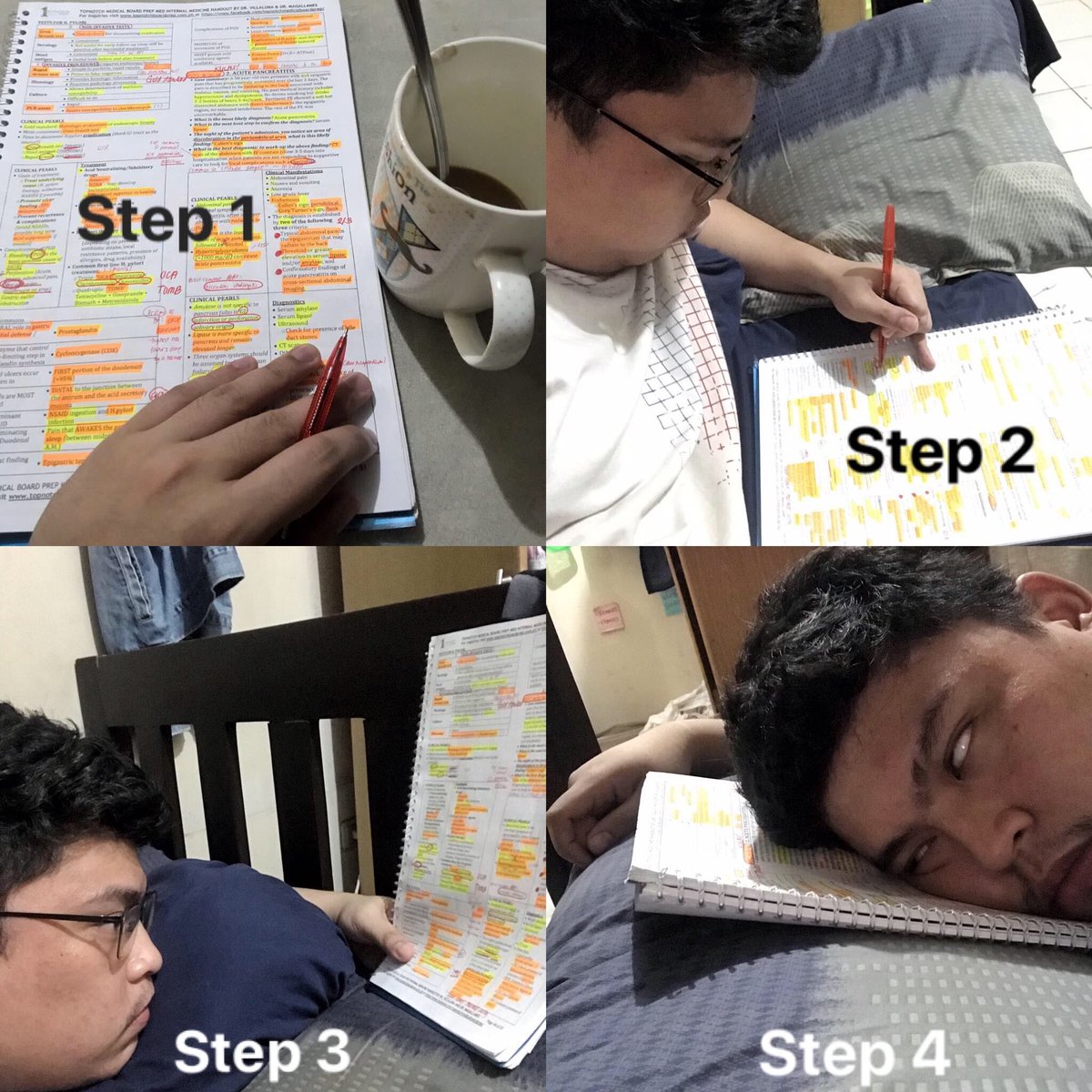 August_Leo1993's tweet photo. Step 1: Highllight and Cofffee
Step 2: Comfortable Position
Step 3: Focus
Step 4: After 3-5 minutes of step 1-3, you desere some rest. Trust the βLaw of Diffusionβ
#roadtople #physician #futuredoctor https://t.co/eKJwU45KEL