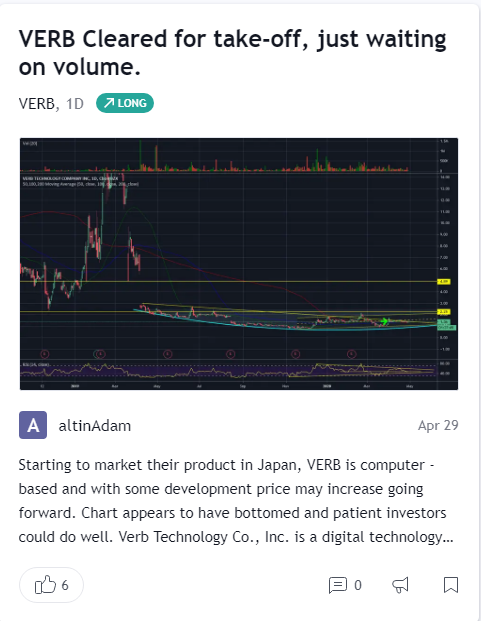 mchlbtts's tweet photo. #RT @InteractiveVid2: RT @stewdomer: $VERB.... On the launchpad

@GetInEarly @ipoguy
 @RickPiet1 @mchlbtts @BR399 @T1F21 @christicash11 @CUIN2forreal @deri221 @Digmush @Legalleads2 @StockHighAlertz @HotStocks_1 https://t.co/7dVbgTP8tg