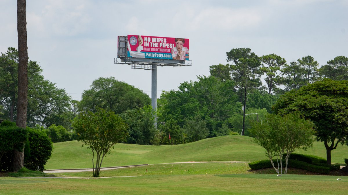 nowipes's tweet photo. Have you seen my billboards in northwest Houston and in Katy, Texas? – Don’t forget #NoWipes!😍Want a branded Patty Potty billboard or 30 second commercial for your water organization or business? Contact my super talented team at https://t.co/S2LDirHowf!  @SaveWaterTX @txntwk https://t.co/7rRoBV2xf3