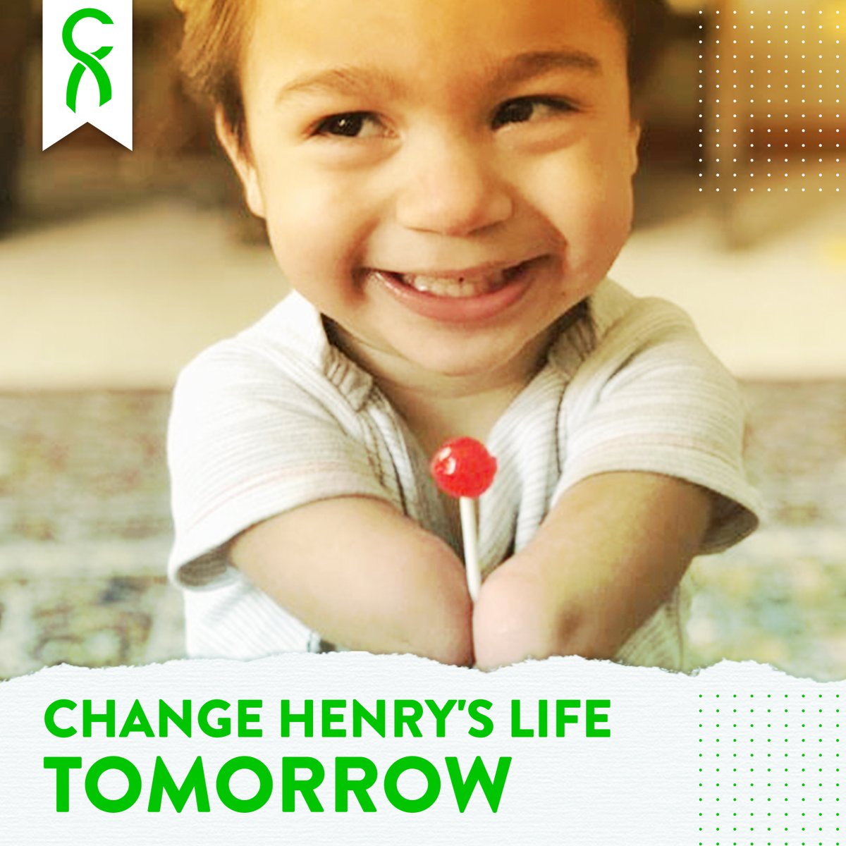 theCHIVE's tweet photo. .@ChiveCharities is doing something huge for Henry, who was born with a congenital limb difference. Chivers, get ready to do your thing tomorrow and change this little boy's life! #HelpHenry https://t.co/ecFuJjQsW2