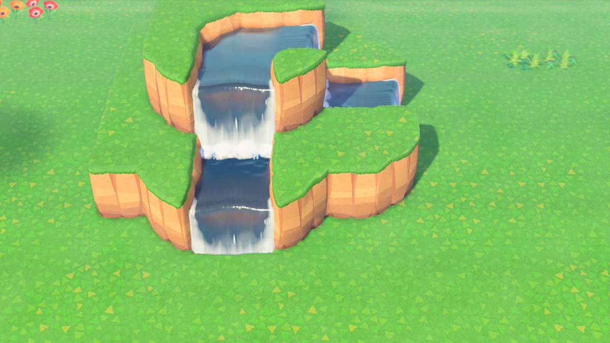 waterfalls: try aiming for more natural shapes rather than straight lines, and make the clifftop river bigger than one square. also try making the pond on top natural looking!