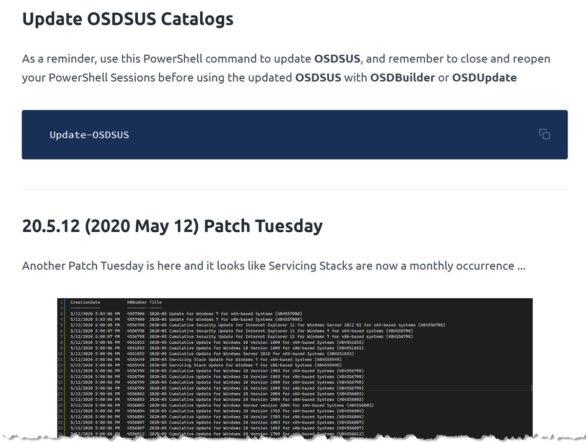 SeguraOSD's tweet photo. #OSDSUS 20.5.12 released for #OSDBuilder #WIMWitch #OSDUpdate
Looks like a typical #PatchTuesday ... heads up @miketerrill @jarwidmark @gwblok @TheNotoriousDRR
https://t.co/AZxmAUmkUP https://t.co/RRooaUuA9P
