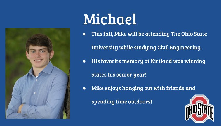 khsclassof20's tweet photo. This next senior s/o goes to @Miker126 !! #khsclassof2020 #hornetpride #seniorshoutout @MrAmstutz @KirtlandSchools https://t.co/WKX1oPztsN