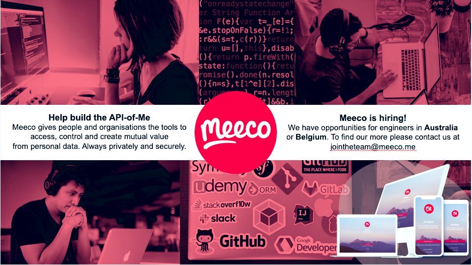 katrynadow's tweet photo. #Meeco is hiring, help us build the #APIofMe
@meeco_me gives people & organisations the secure tools to access, control & create mutual value from personal data
We have opportunities for engineers in Australia 🇦🇺 or Belgium 🇧🇪
jointheteam @ https://t.co/8QBswQ2Vr4 https://t.co/pRxyR8HwUt