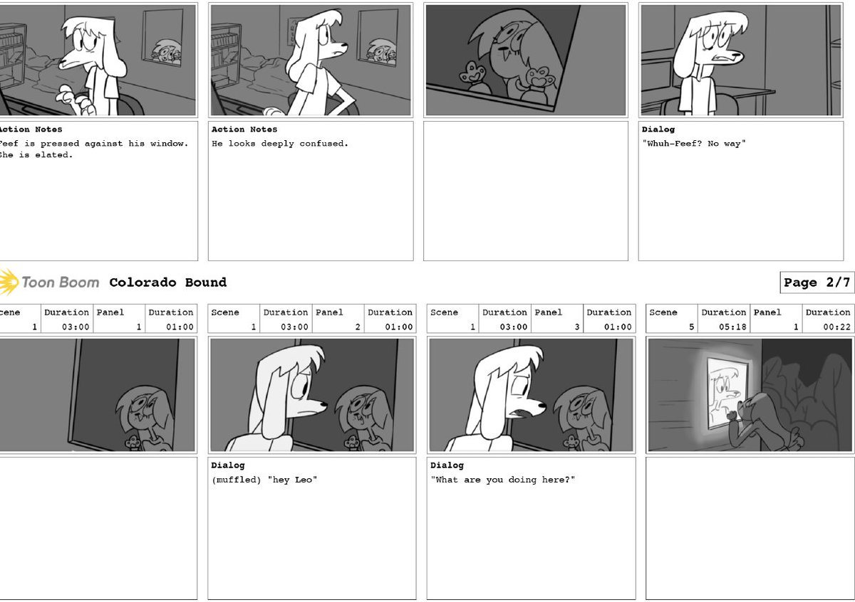 Hey! The PDF of the Colorado Bound pitch bible is currently online for free. It includes a 12 page script, and 7 pages of original art and character designs, as well as a storyboarded scene from the script. https://t.co/w4y5loCuOq 