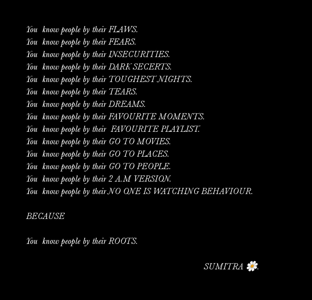 SumitraBhatta1's tweet photo. "ROOTS"🌼
Without these we are all strangers, keeping information of each other.
📝-09.05.2020 https://t.co/xJoVL05nqq