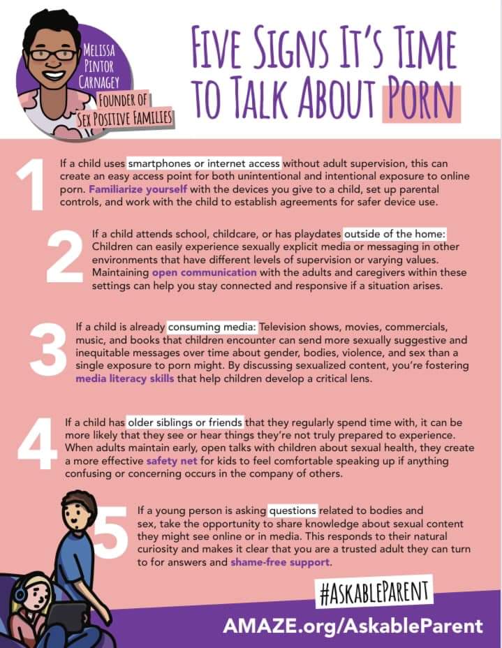 Here's a great resource for anyone wondering when to speak to young people about sex and porn! #sexed #sexeducation #dailyreading #porn #safesex