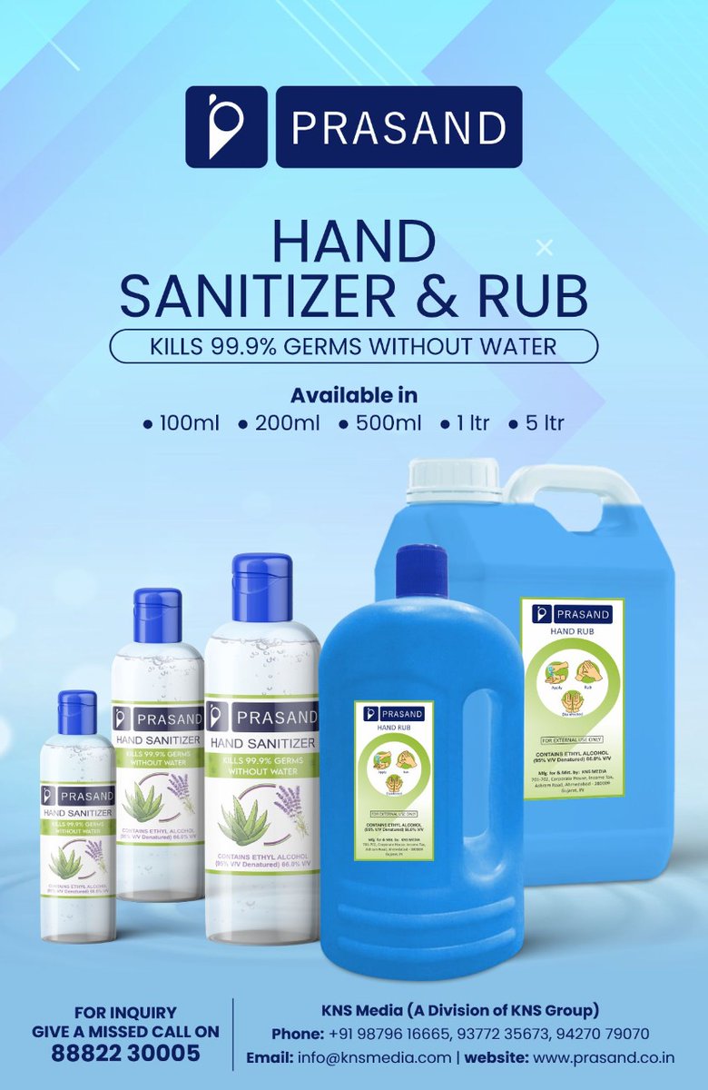 DirghSoni's tweet photo. "PRASAND" #handsanitizer #Handrub we have launched today #gujarat #MadeInIndia #swadeshi  #Local #HandHygiene 
9427079070 https://t.co/2QROxELHW2