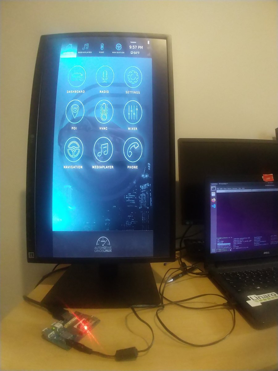 Irqhandling's tweet photo. Automotive Grade Linux running on Dragonboard 410c. #dragonboard410c #snapdragon #automotive #automotivegradelinux https://t.co/2wObjomobL
