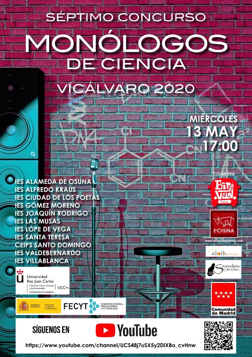 CarlotaBloom's tweet photo. Mañana tendrá lugar vía YouTube el ya tradicional Concurso de Monólogos de Ciencia de Vicálvaro. Este año nuestra alumna Lucía representa al @IESLasMusas ¡Suerte a todo el alumnado participante! #MonólogosdeCiencia #IESLasMusas https://t.co/2YSHe2rLNY