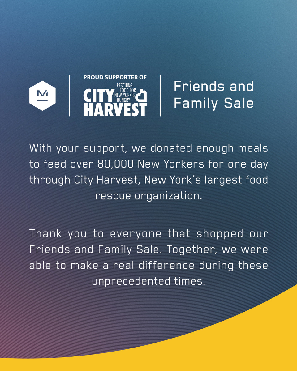MasterDynamic's tweet photo. With your support, we donated enough meals to feed over 80,000 New Yorkers for one day through @CityHarvest New York’s largest food rescue organization. 

Thank you to everyone that shopped our Friends and Family Sale. Together, we were able to make a real difference. https://t.co/xGT9Ex8blv