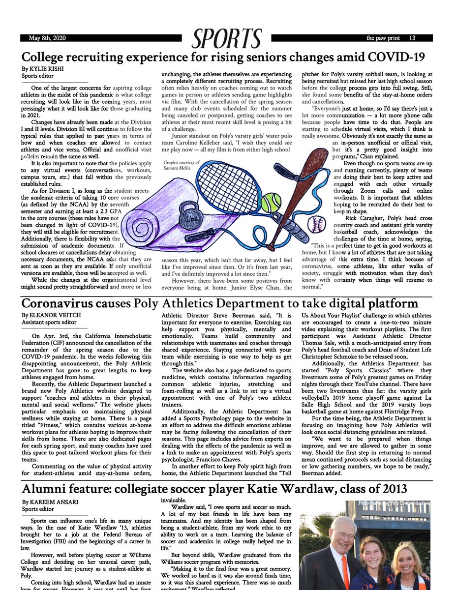 PolyAlumni's tweet photo. Check out the newest digital issue of the Paw Print! https://t.co/yB7Clux5K4 Special shout-out to the feature on Katie Wardlaw '13 ⚽ https://t.co/TqB3DdZT36