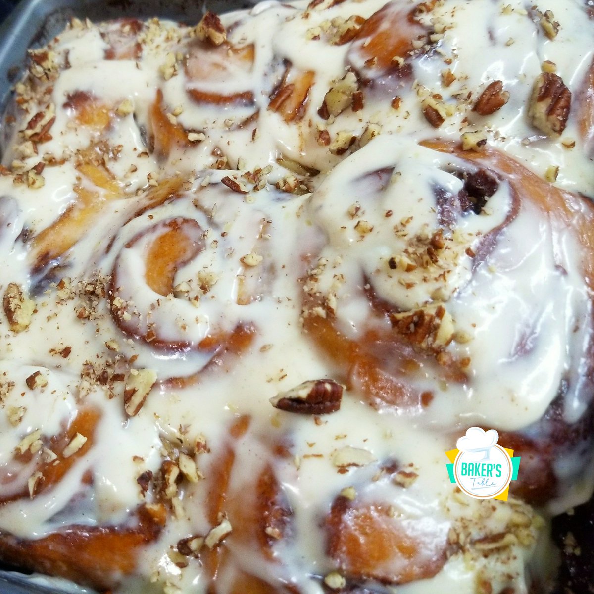 Bakerstable1's tweet photo. Cinnamon rolls  with cream cheese frosting https://t.co/xo8ODojukv