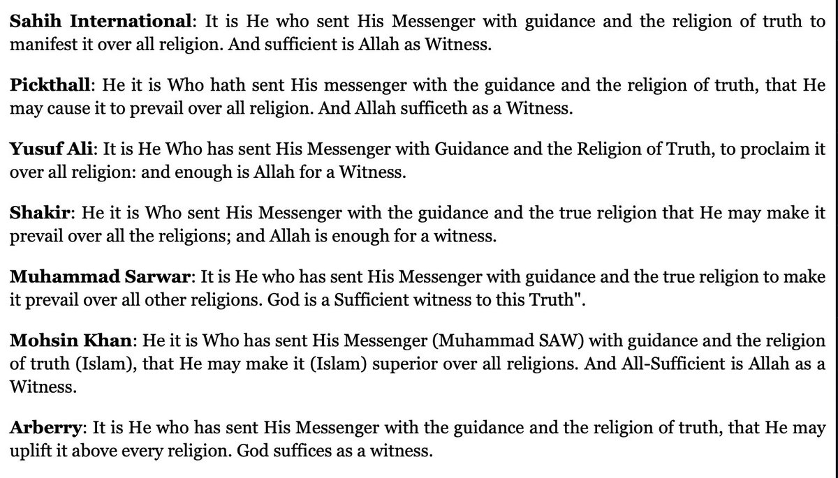 15/The biggest threat to humanity & all religious faiths today is without doubt Islam. Recognize the truth in this. The Quran prophesizes Islam will prevail over all no matter what the rest of us want & they're pursuing exactly that path. It's "Gods" word.Quran 9:33, 48:28, 61:9