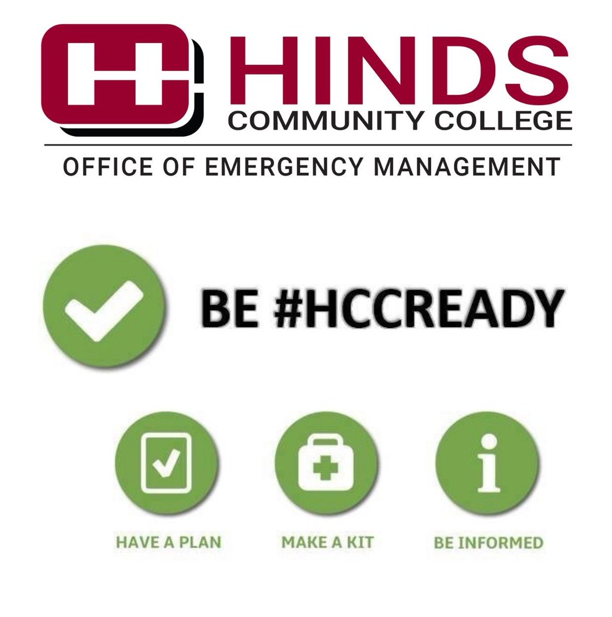 HindsCCSafety's tweet photo. The BE #HCCREADY is designed to educate &amp; empower the College community to prepare for, respond to and mitigate emergencies, including natural and man-made disasters. Enroll #HindsCC at https://t.co/Zi8Ypw6ZDn
 
***Training ONLY available to Hinds CC Students, Faculty, &amp; Staff*** https://t.co/08NfeMYX8h