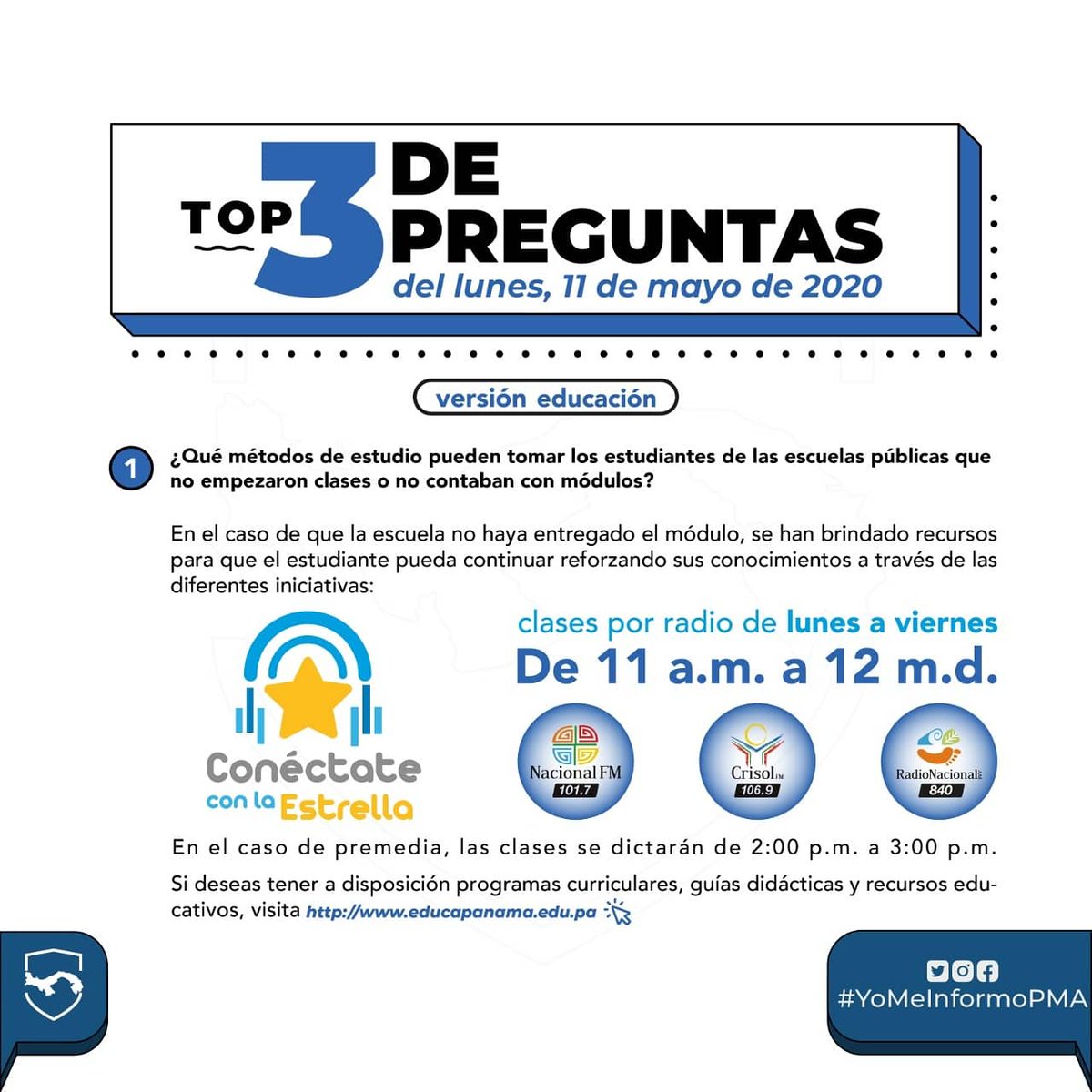 MeducaPma's tweet photo. Continuamos respondiendo a sus preguntas con el hashtag #YoMeInformoPMA, les compartimos las 3 preguntas más frecuentes del día de ayer, 11 de mayo. https://t.co/w0feC9f3j0