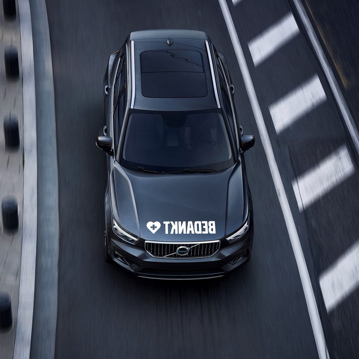 Say thank you to all the healthcare professionals who have been fighting corona for over 8 weeks with Volvo’s mirrored stickers: "TKNADEB" and “ICREM“!
 
#Covid19 #FamousRelations #Volvo #Merci #bedankt