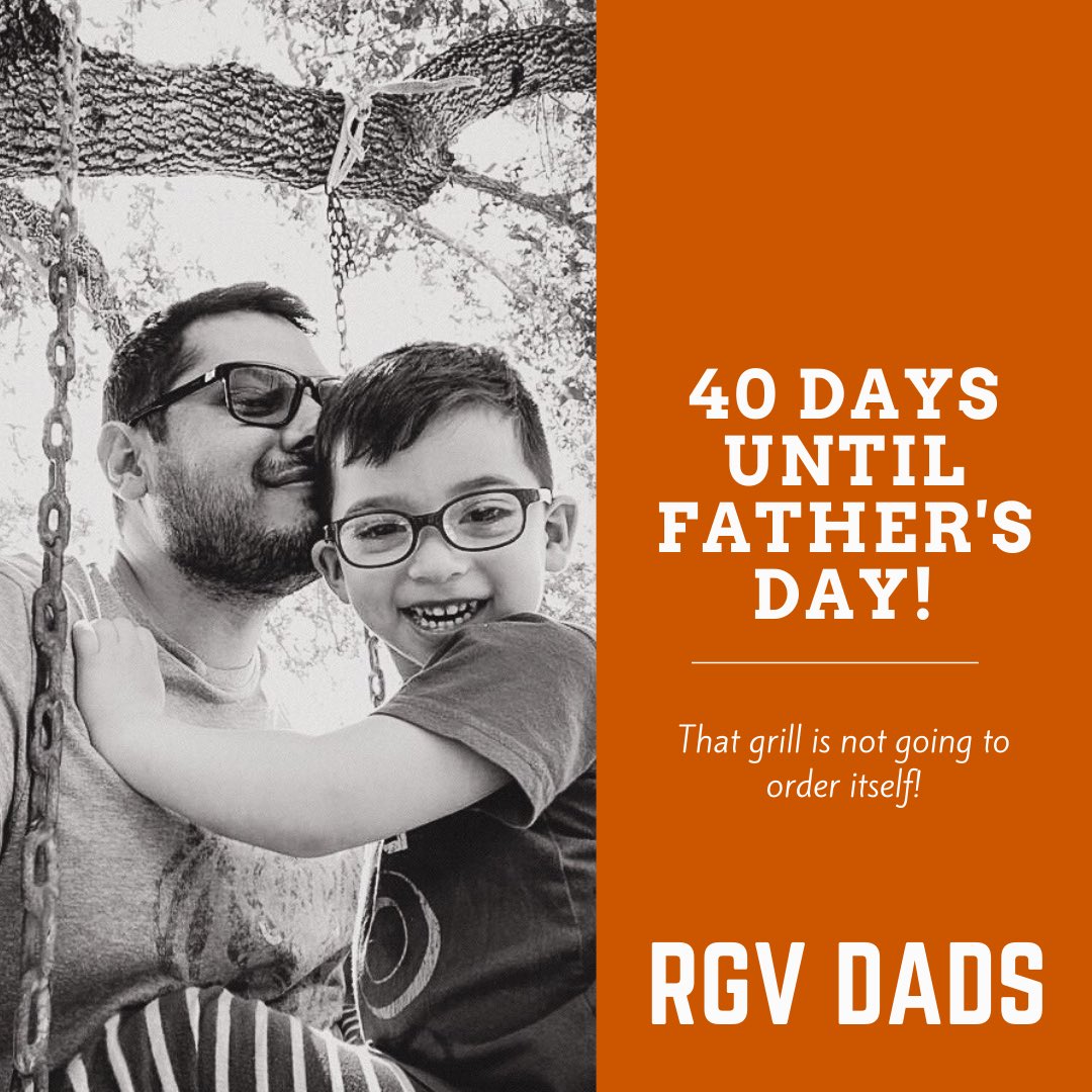 40 days until Father’s Day!  Time to start planning!

A special thank you to RGV DAD, Roel, for providing this amazing photo!

Dads - like and share with your family.

#fathersday #father #dad #dadlife #countdown #sunday #june #rgvdads