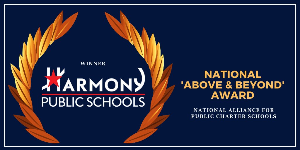 🏆 Did you hear the big news? Harmony Public Schools has been named on of 10 national winners of the "Above &amp; Beyond" Award by the @CharterAlliance!

Learn more at harmonytx.org/story?=harmony…