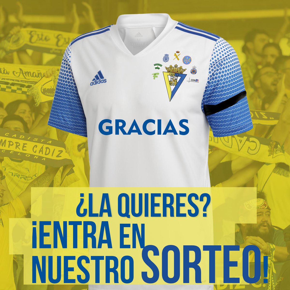 Cadiz_CF's tweet photo. 💛💙 ¡¡¡GRAN SORTEO!!! 

¿Quieres tener esta camiseta con la que damos las #GRACIAS a todos los profesionales que velan por nuestra salud y seguridad? 

1⃣ Da RT y 💛 a este tuit

2⃣ Síguenos: @Cadiz_CF 

3⃣ ¡Deja tu mensaje agradeciendo la labor de todos los que nos cuidan! https://t.co/JKCJdKL1c8