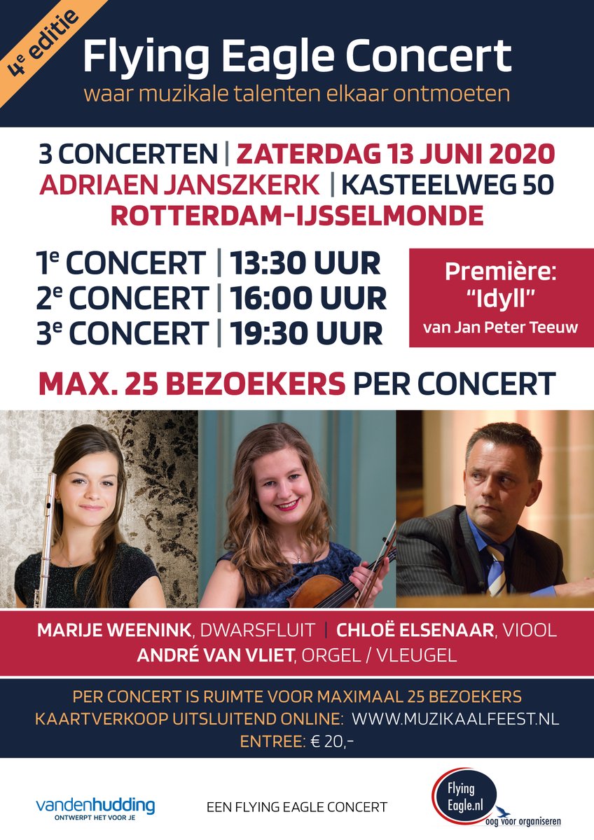 sbajkerk's tweet photo. In verband met de omstandigheden wordt het op 13 juni geplande concert vervangen door drie concerten met elk maximaal 25 bezoekers. De concerten zullen er niet minder mooi om zijn en eigenlijk nog wat meer bijzonder. De muzikanten zijn heel enthousiast.

Van harte aanbevolen. https://t.co/pIV9dgGZ1u