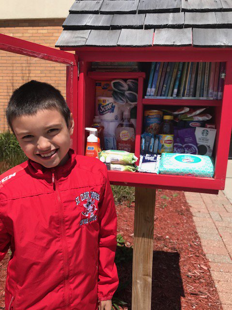 One of our generous and thoughtful Rodgers Families added 'essential items' to our lending library.  Thank You, Dinverno Family!! Stop by if you need something or if you'd like to refill it. #mylsps #otherpeoplematter #payitforward