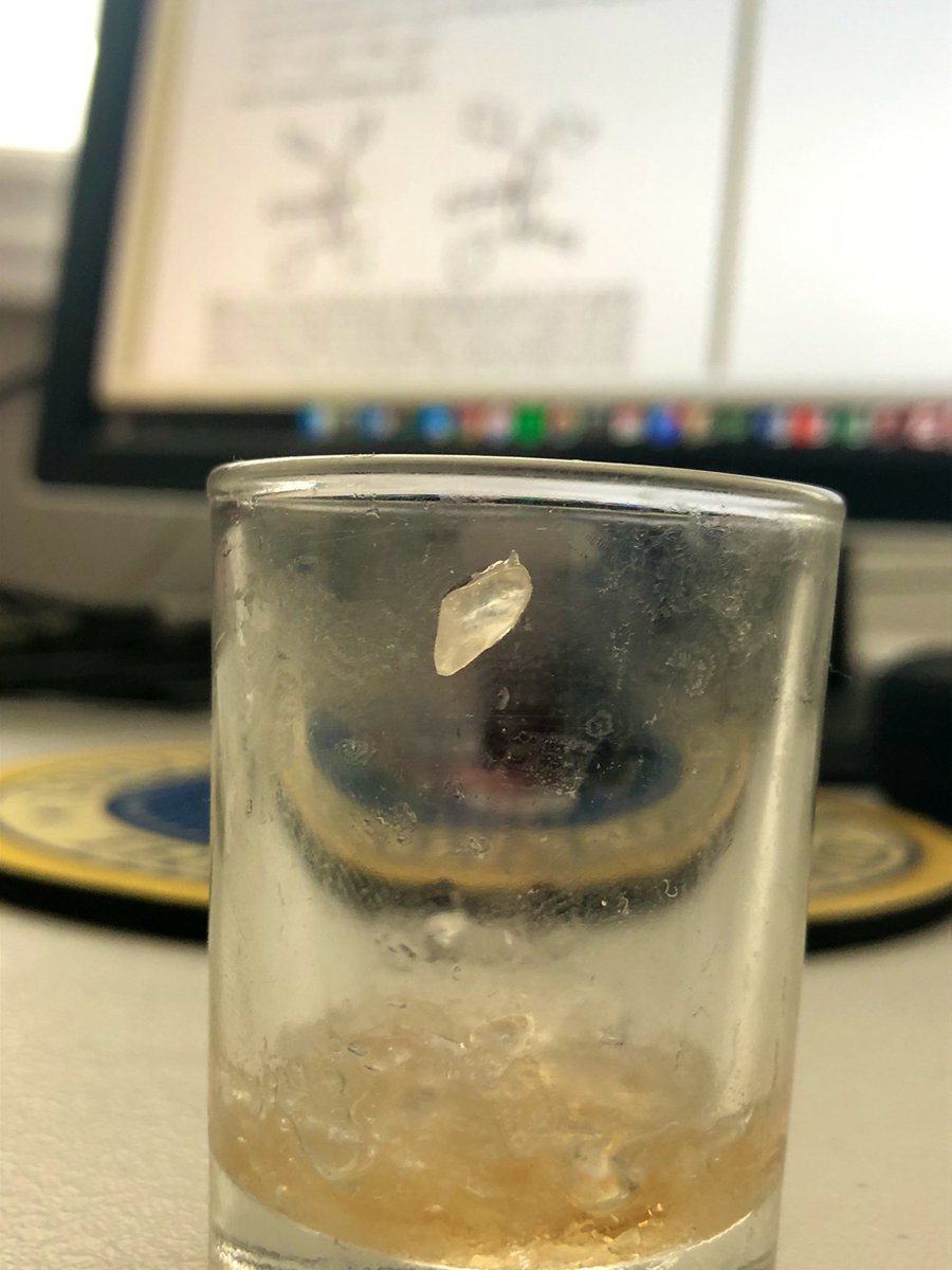 I haven’t gotten a crystal structure in 2 months so my dumb ass had to slowly evaporate a saturated sucrose solution from a shot glass for a week. Times are hard 😔