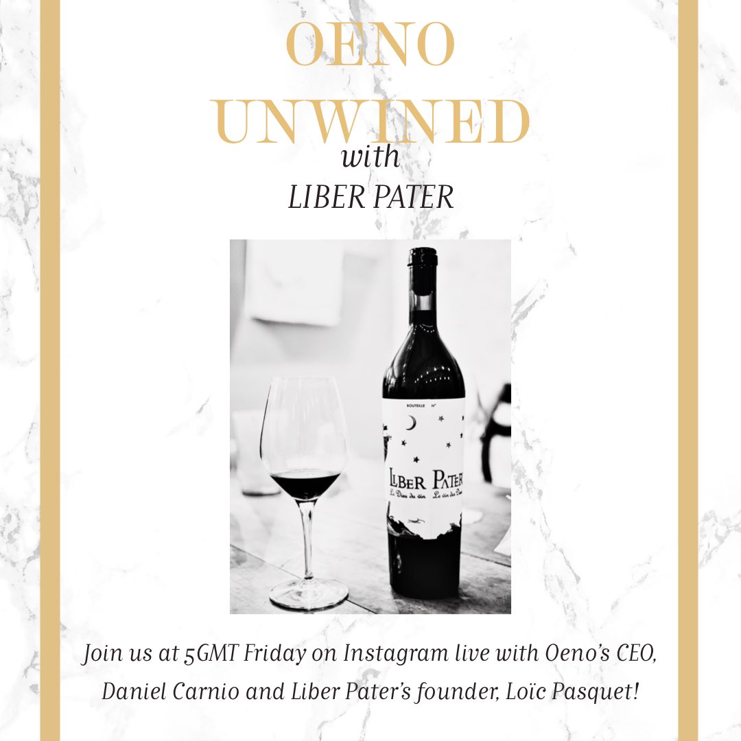 Join us at 5pm GMT this Friday for an exclusive Instagram Live with Oeno’s CEO, Daniel Carnio and Liber Pater’s Founder, Loïc Pasquet 🍷Make sure to join in and ask as many questions as possible! What questions do you have? Leave them in the comment section. @liberpaterwine
