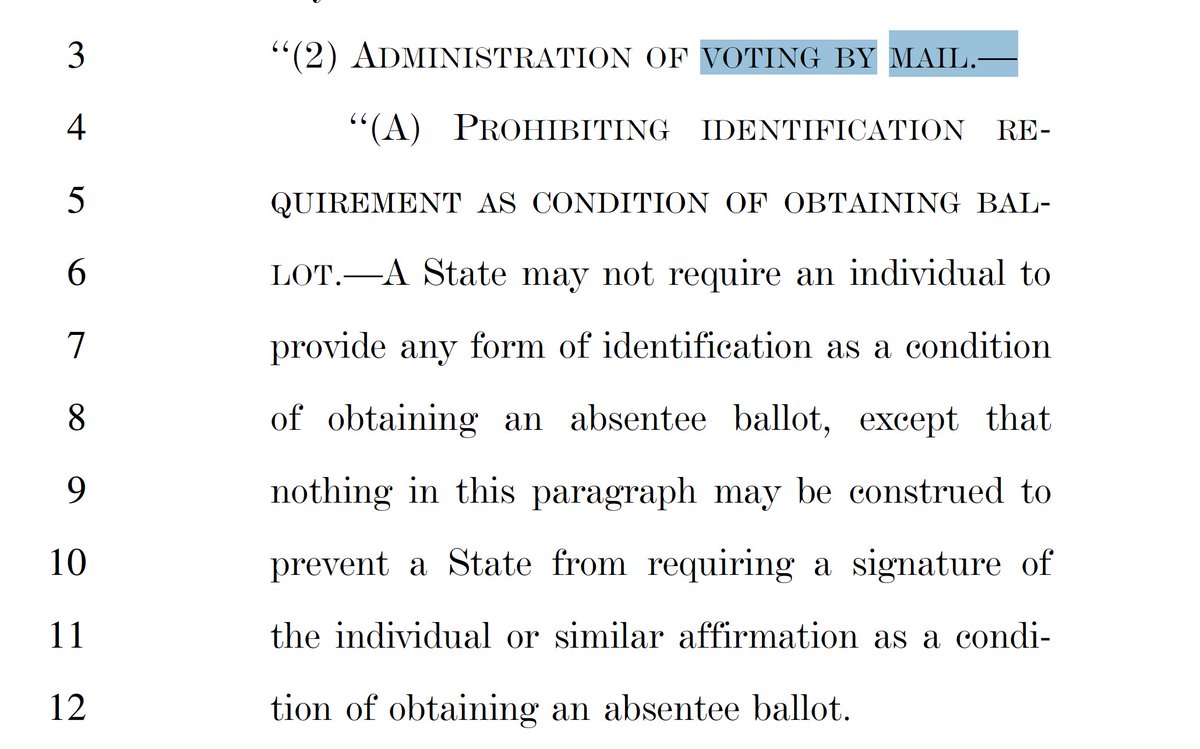 Of course:"ADMINISTRATION OF VOTING BY MAIL" and"PROHIBITING IDENTIFICATION REQUIREMENT AS CONDITION OF OBTAINING BALLOT."