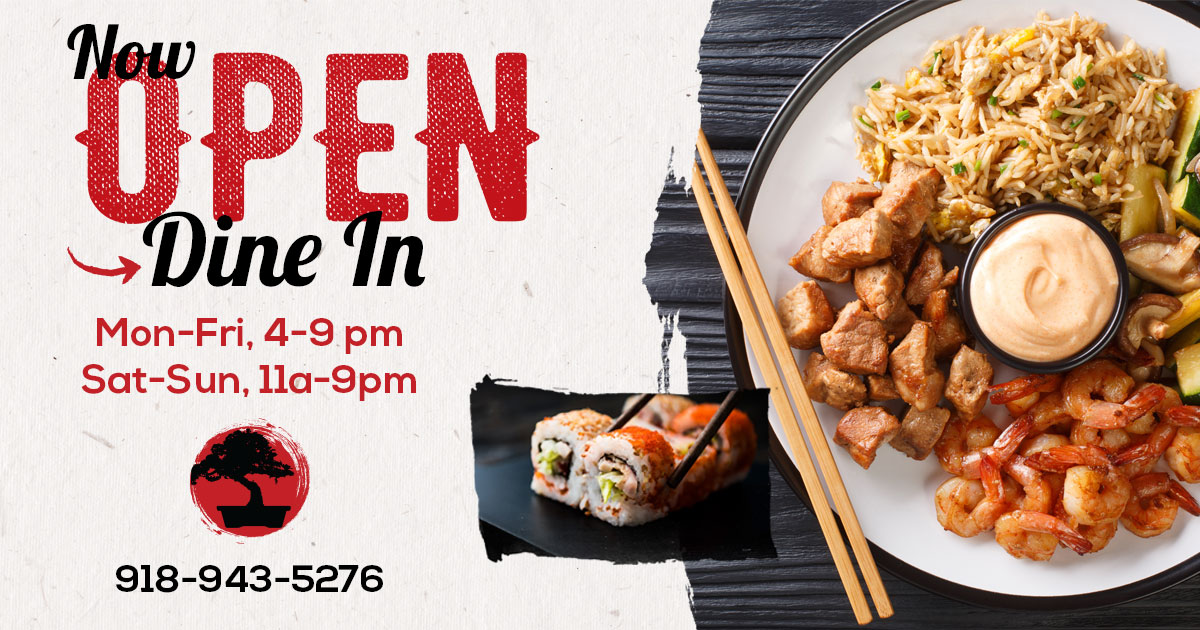 VineonMemorial's tweet photo. Tokyo Garden in The Vineyard is now open for dine-in! 🍣 Or order to go by calling 918-943-5276. https://t.co/oHTAWt97w7