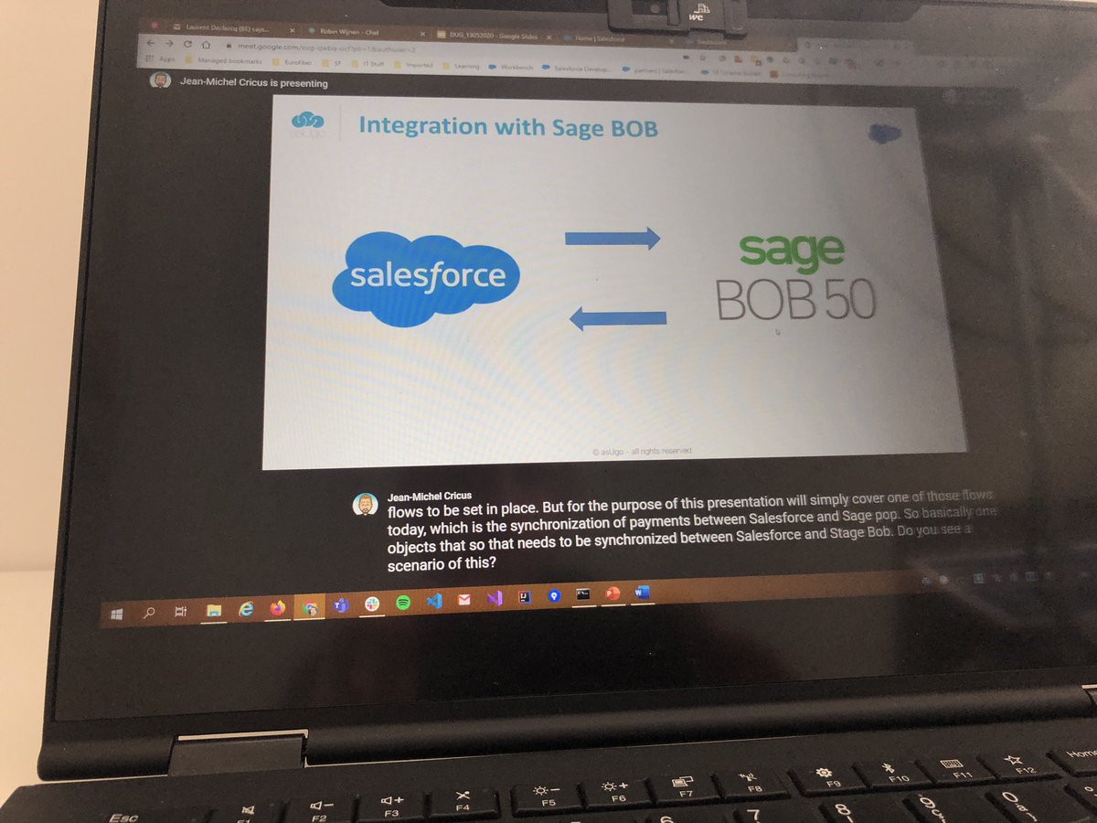 Great sessions today in our first virtual Developer User Group. Thanks Jean-Michel, Anil, Ilse and Gaëtan for telling us about #Salesforce Sage BOB integration, Sharepoint integration and Lightning Migration, the developer story. Thanks Asugo for hosting. #TrailblazerCommunity