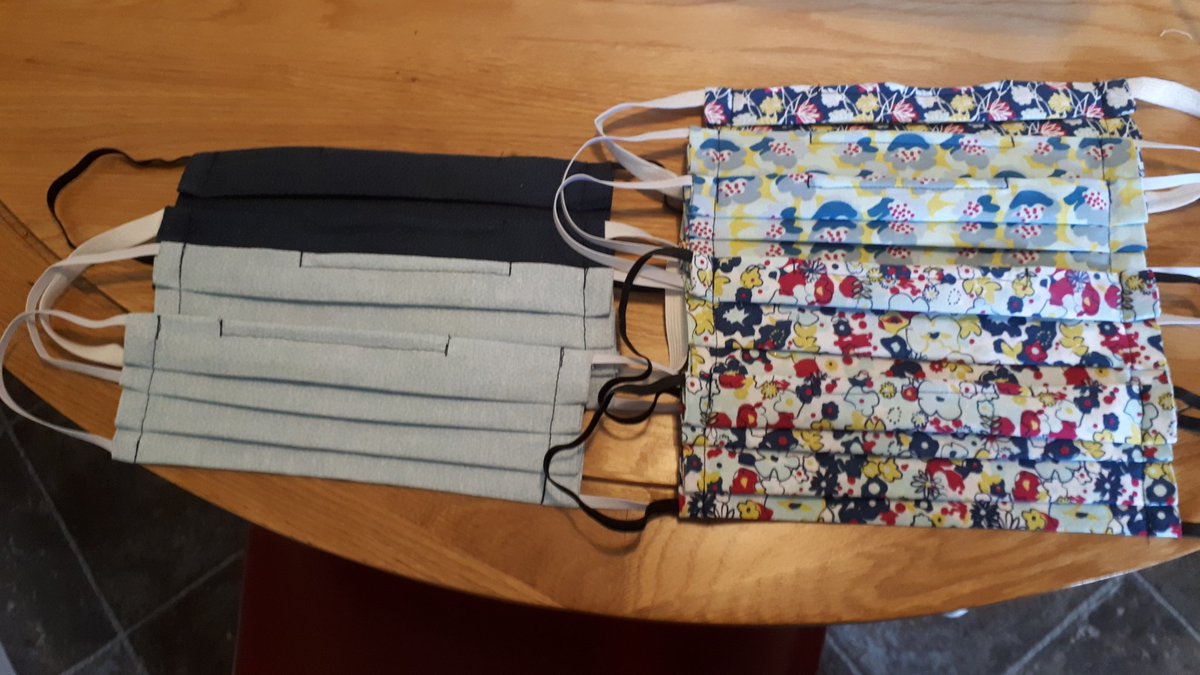 SallyJacobs2's tweet photo. @paddygrant I've made quite a few so far, using cotton fat quarters. I've given some away to care workers and vulnerable, and have sold some (I don't have a job atm unfortunately) but am running out if elastic! https://t.co/uKDbGVXuXL
