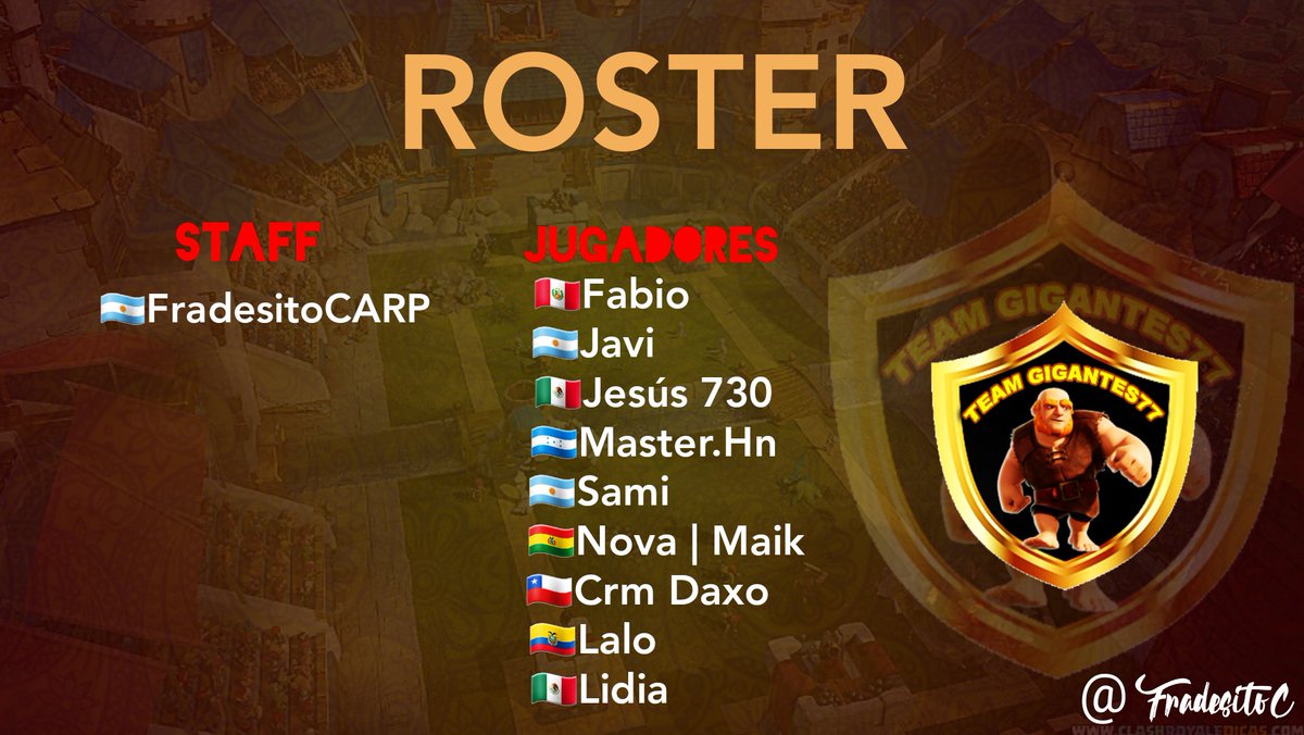 #Presentación | Team Gigantes77

📢Queríamos anunciar y hacer oficial nuestro Roster que nos va a acompañar en las Copas/Ligas que jugaremos.

#GoTG77