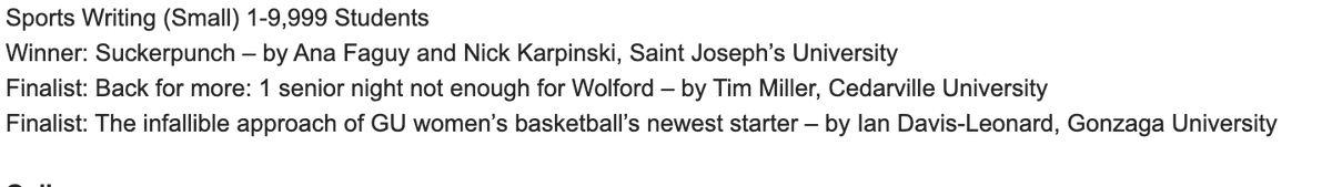 annabbowskers's tweet photo. Pretty neat when your alma mater lands in your inbox on a random Tuesday in Texas. Congrats, @CedarsatCU @cedarville @jw_gilbert for being a finalist with @spj_tweets! https://t.co/wszddo5oWH